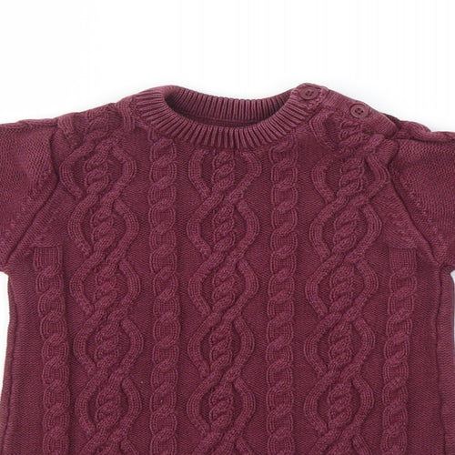 Marks and Spencer Girls Purple  Knit Pullover Jumper Size 9-12 Months