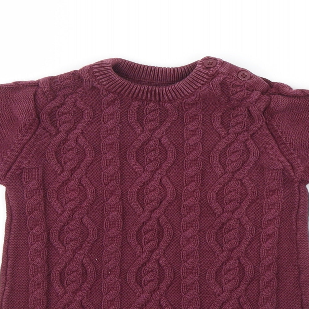 Marks and Spencer Girls Purple  Knit Pullover Jumper Size 9-12 Months
