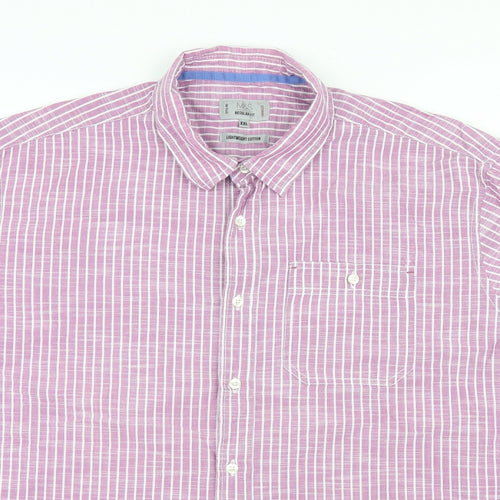 Marks and Spencer Mens Purple Striped   Button-Up Size 2XL