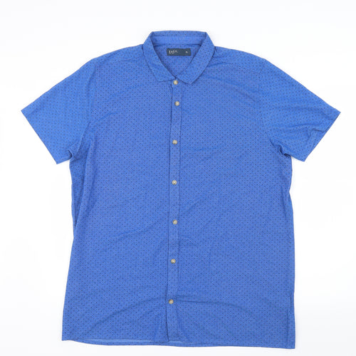 Easy Mens Blue Polka Dot   Button-Up Size XL