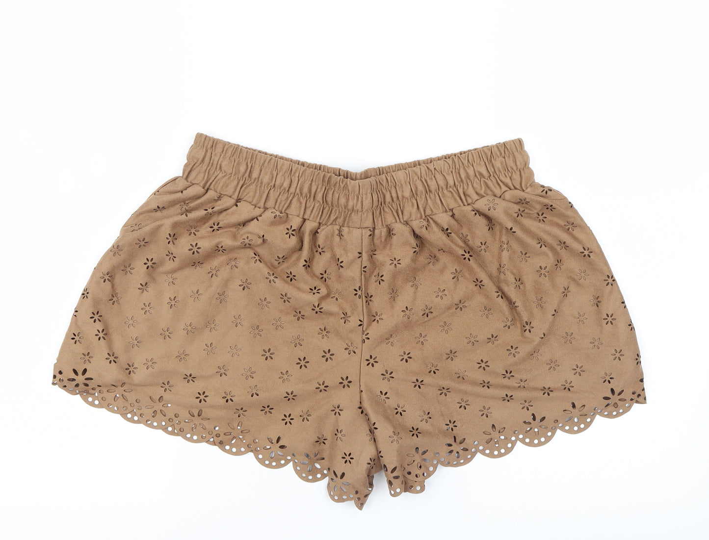 Primark Womens Brown Geometric  Hot Pants Shorts Size 10 - Suede