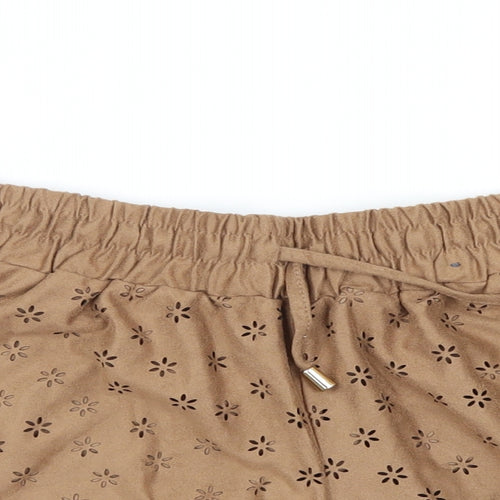 Primark Womens Brown Geometric  Hot Pants Shorts Size 10 - Suede
