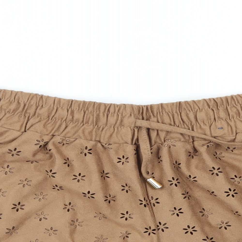 Primark Womens Brown Geometric  Hot Pants Shorts Size 10 - Suede
