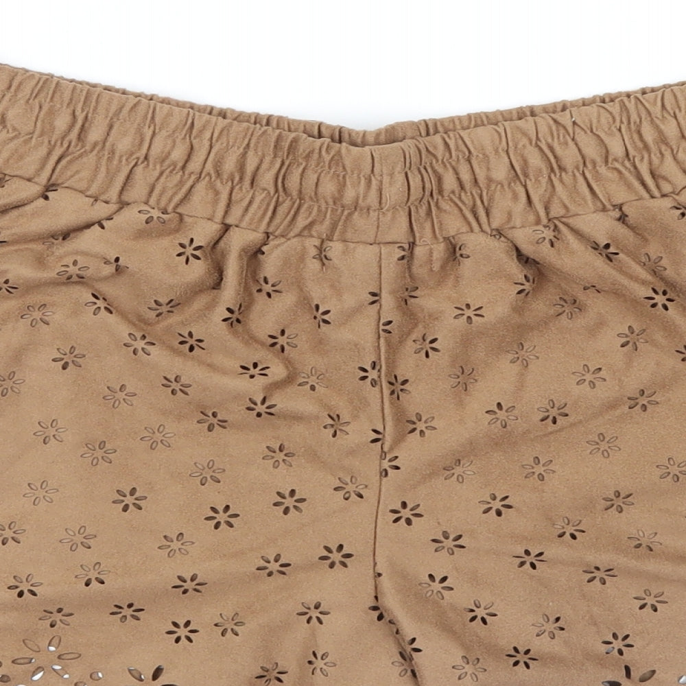 Primark Womens Brown Geometric  Hot Pants Shorts Size 10 - Suede