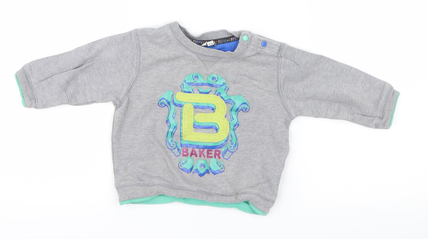 Ted Baker Boys Grey  Knit Pullover Jumper Size 9-12 Months
