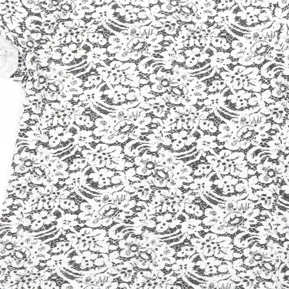 Dorothy Perkins Womens White Geometric  Basic T-Shirt Size 10