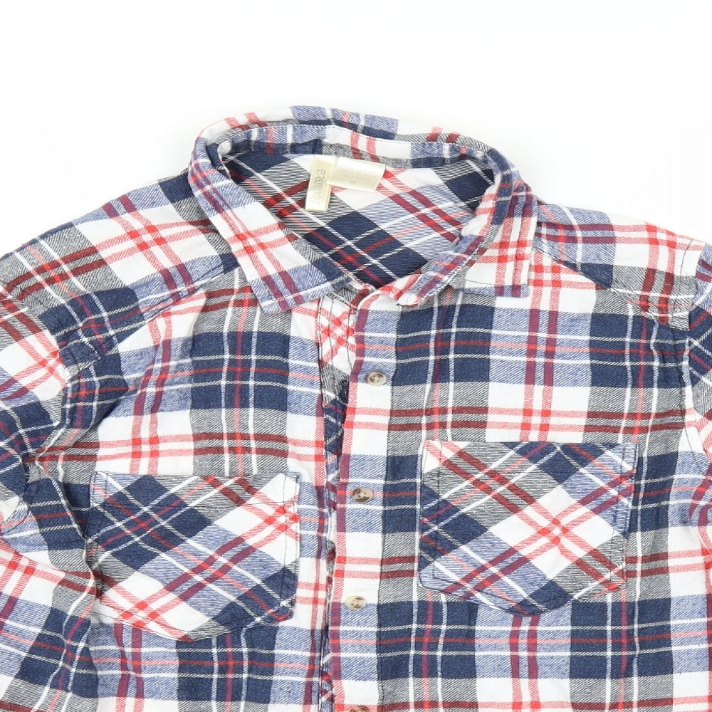 Passport Womens Blue Check  Tunic Button-Up Size M