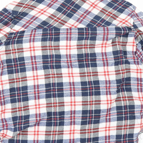 Passport Womens Blue Check  Tunic Button-Up Size M