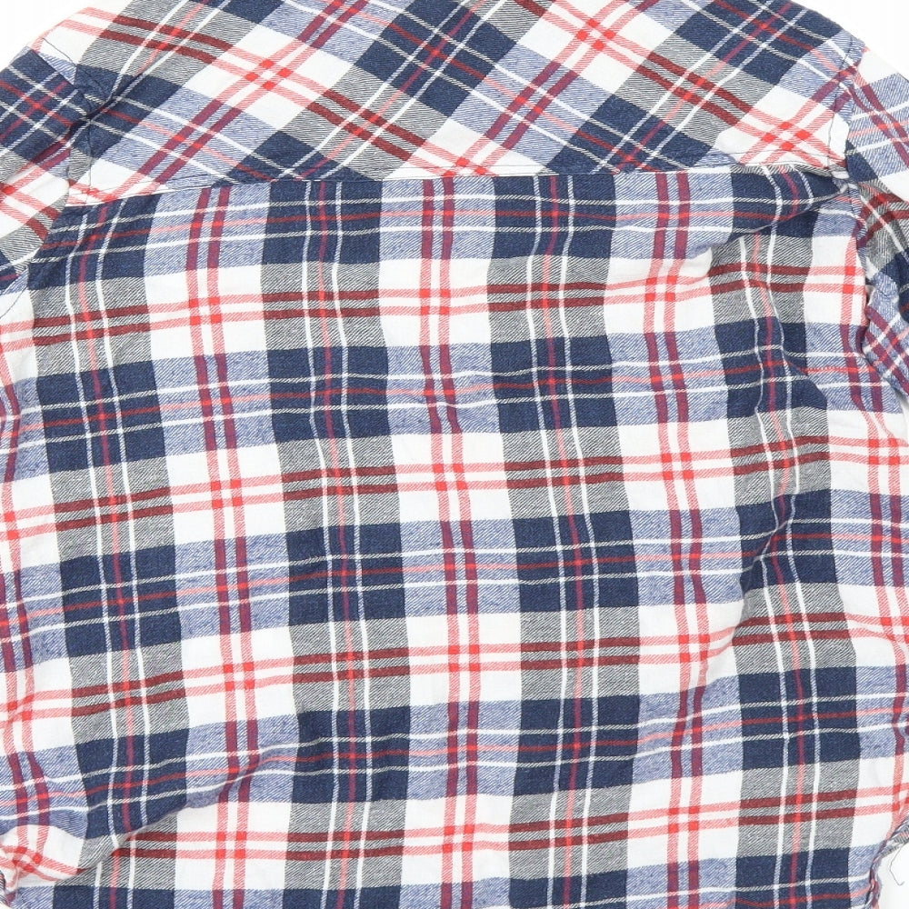 Passport Womens Blue Check  Tunic Button-Up Size M