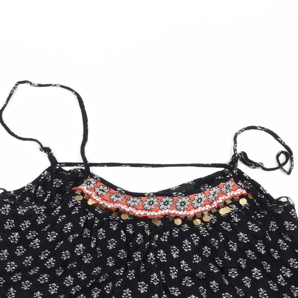 Primark Womens Black Geometric  Camisole T-Shirt Size 10
