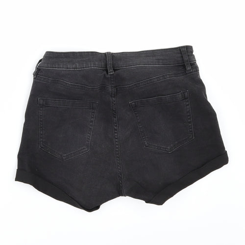 H&M Womens Black  Denim Hot Pants Shorts Size 4