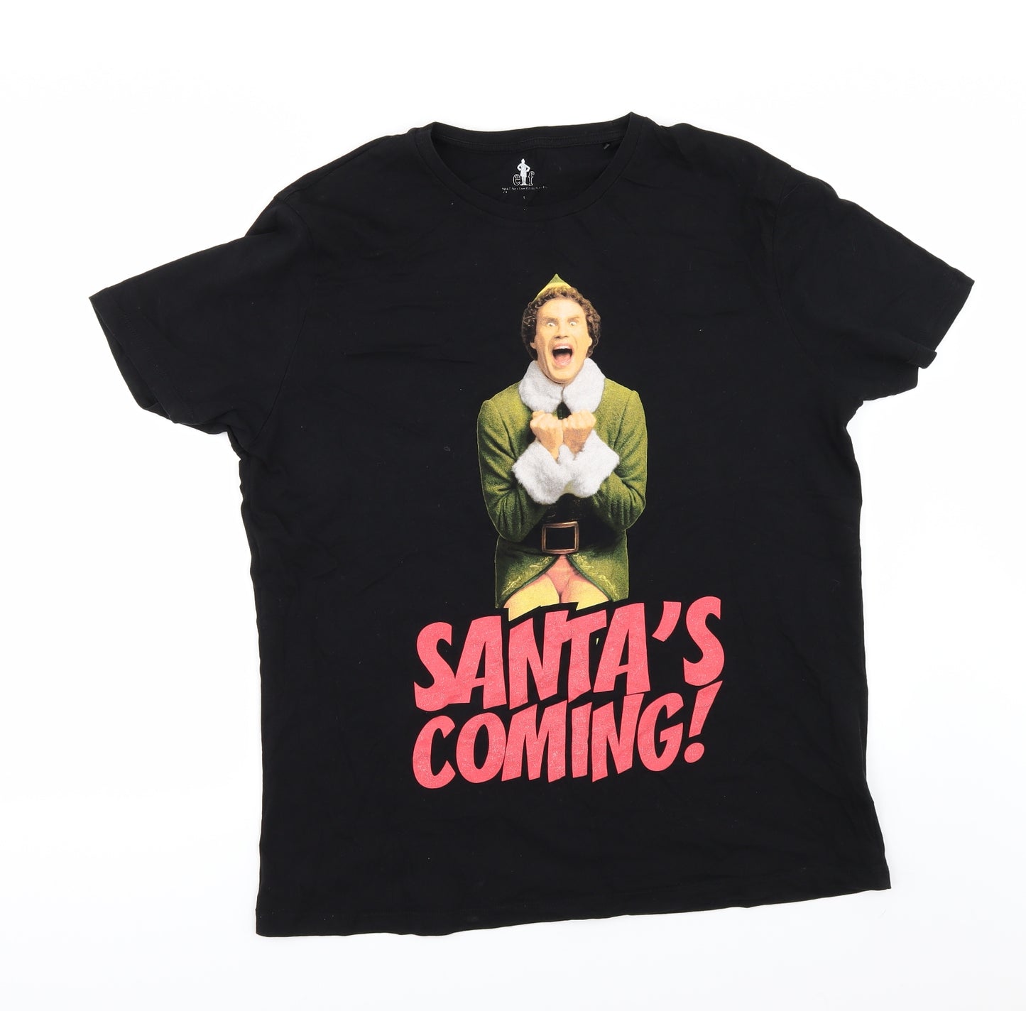 TU Mens Black    T-Shirt Size L  - CHRISMTAS