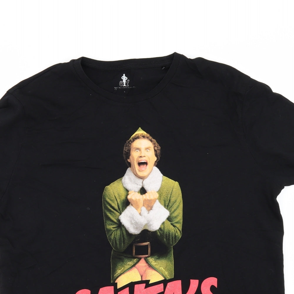 TU Mens Black    T-Shirt Size L  - CHRISMTAS