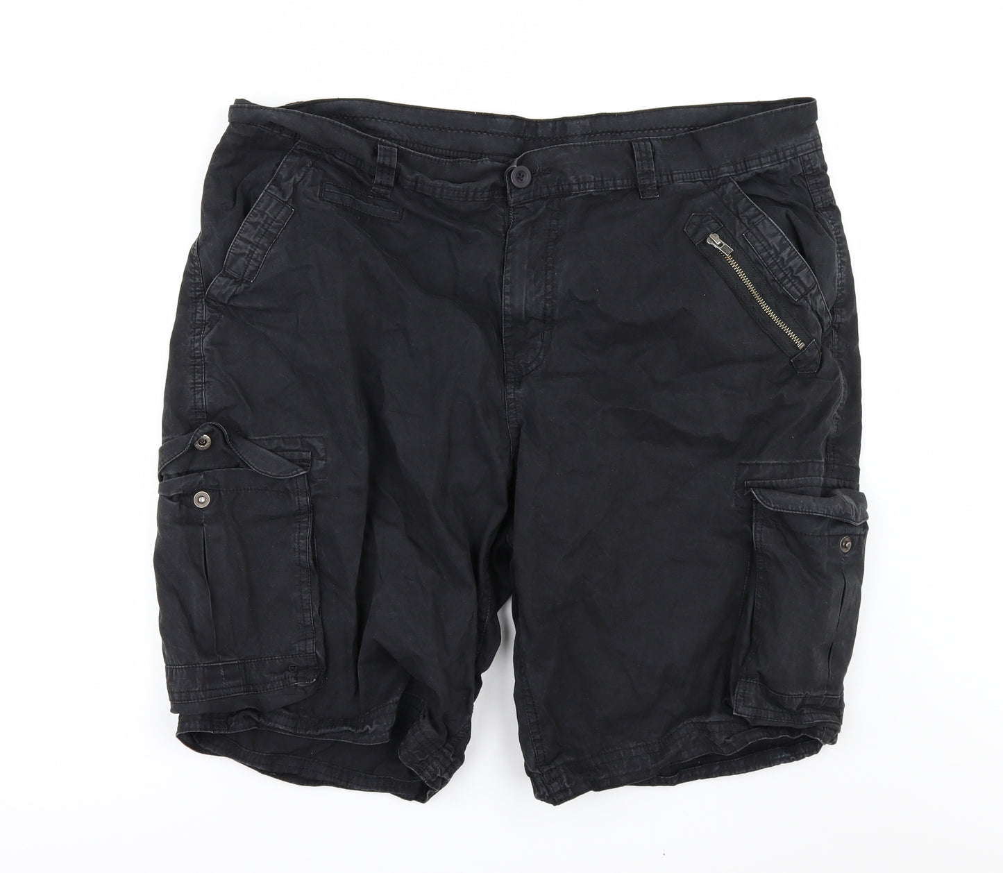 Jacamo Mens Black   Cargo Shorts Size 42 in