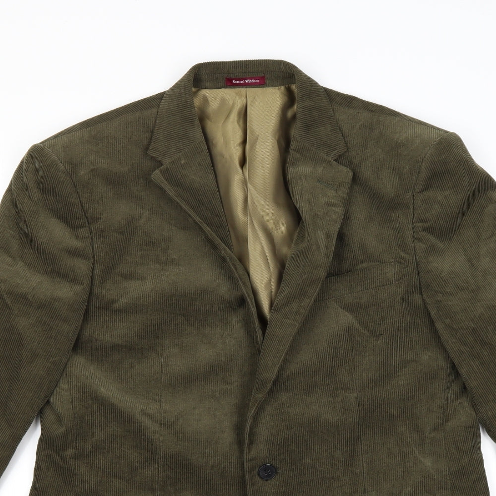 Samuel Windsor Mens Green  Corduroy Jacket Blazer Size 38