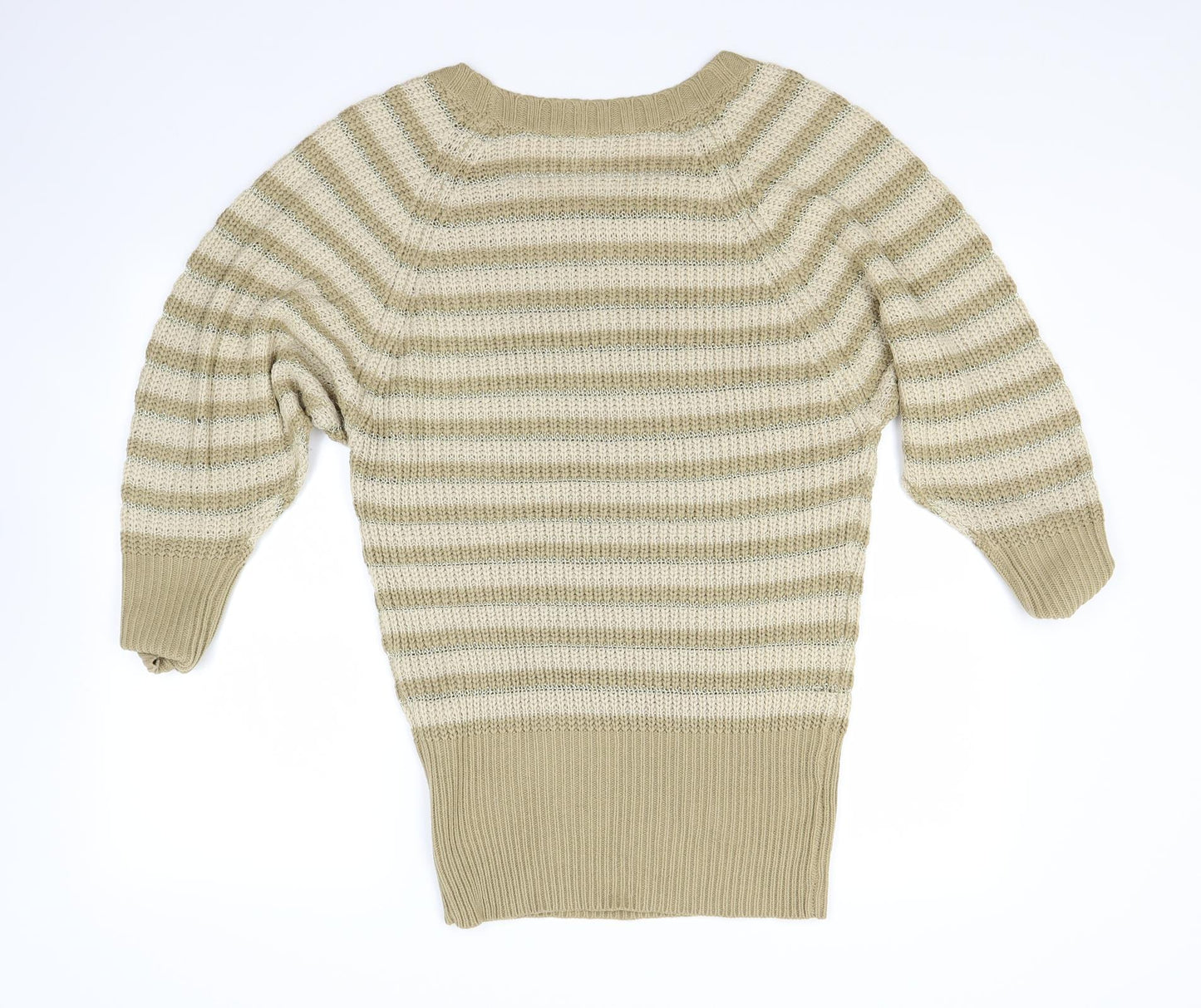 H&M Womens Gold Striped  Pullover Jumper Size XS