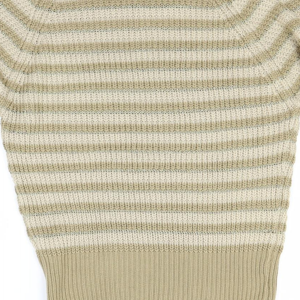 H&M Womens Gold Striped  Pullover Jumper Size XS