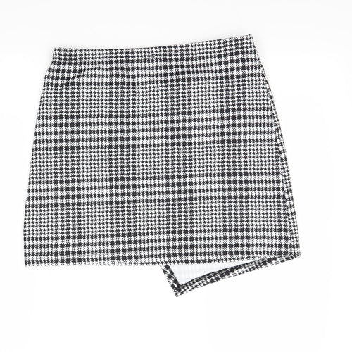 SheIn Womens White Check  Mini Skirt Size L