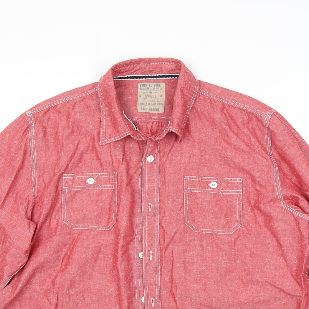 Twisted Soul Mens Red    Button-Up Size XL