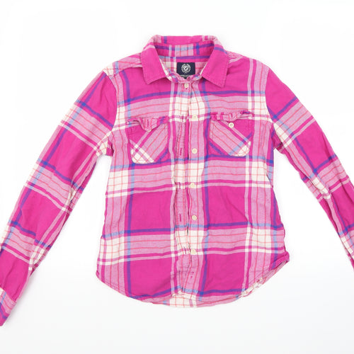 American Eagle Outfitters Womens Pink Check  Basic Button-Up Size XS