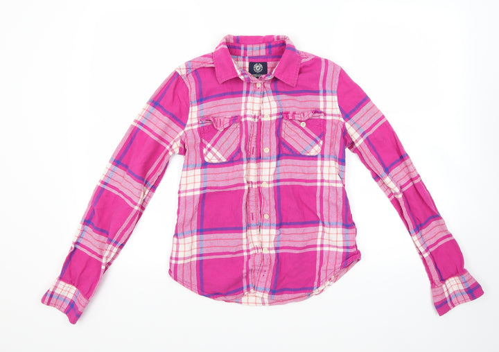 American Eagle Outfitters Womens Pink Check  Basic Button-Up Size XS