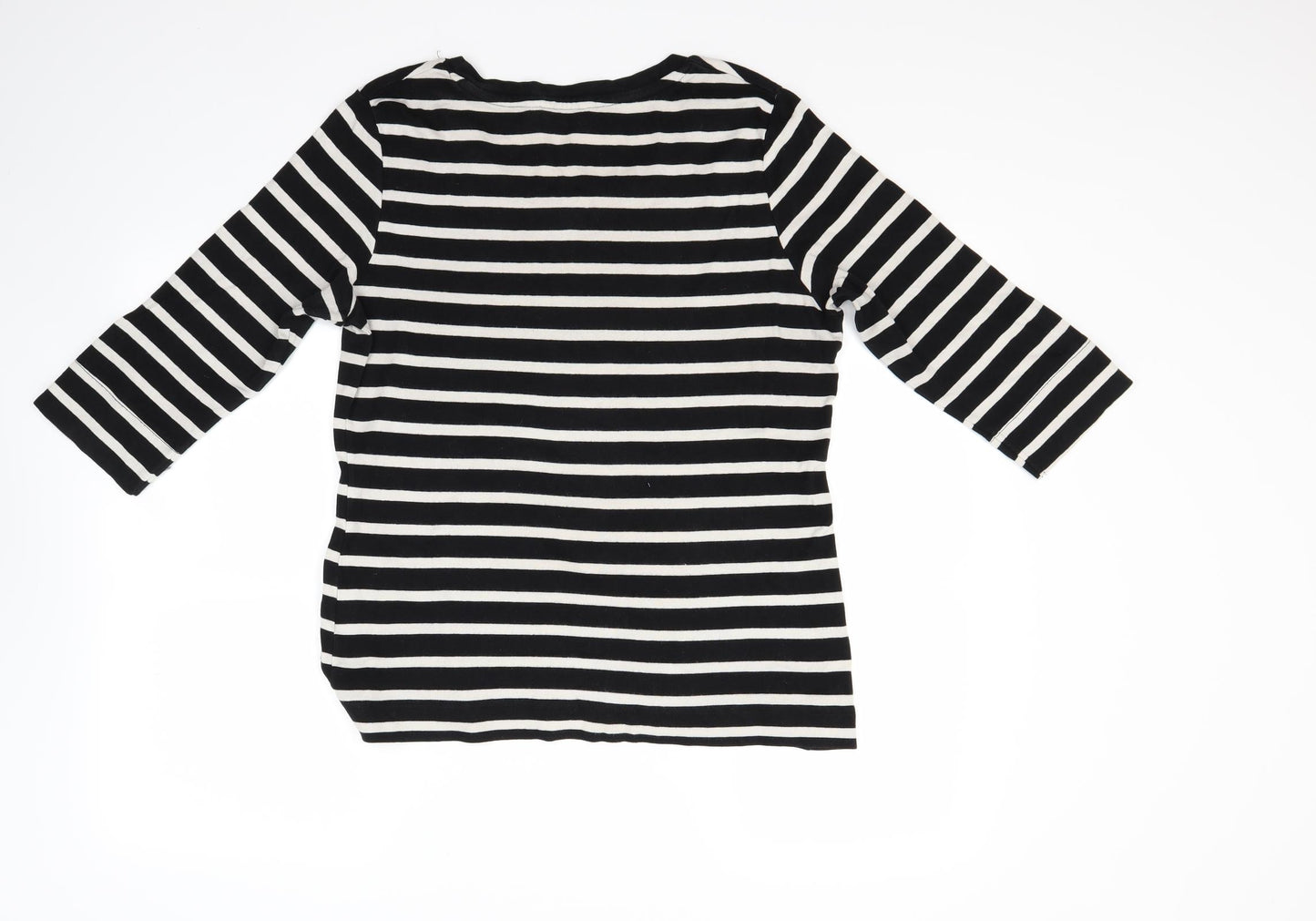 U Womens Black Striped  Pullover Jumper Size L