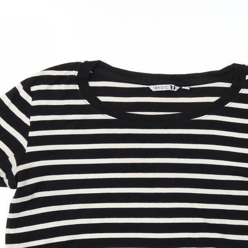 U Womens Black Striped  Pullover Jumper Size L