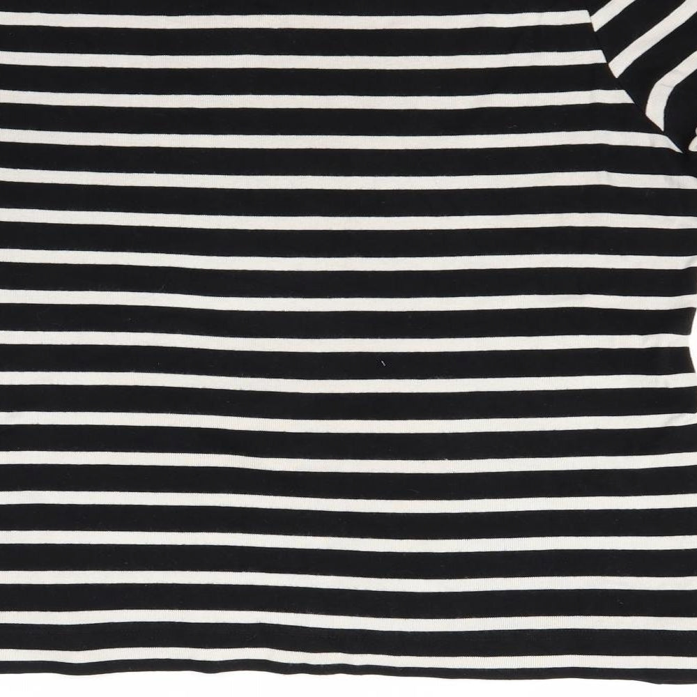 U Womens Black Striped  Pullover Jumper Size L