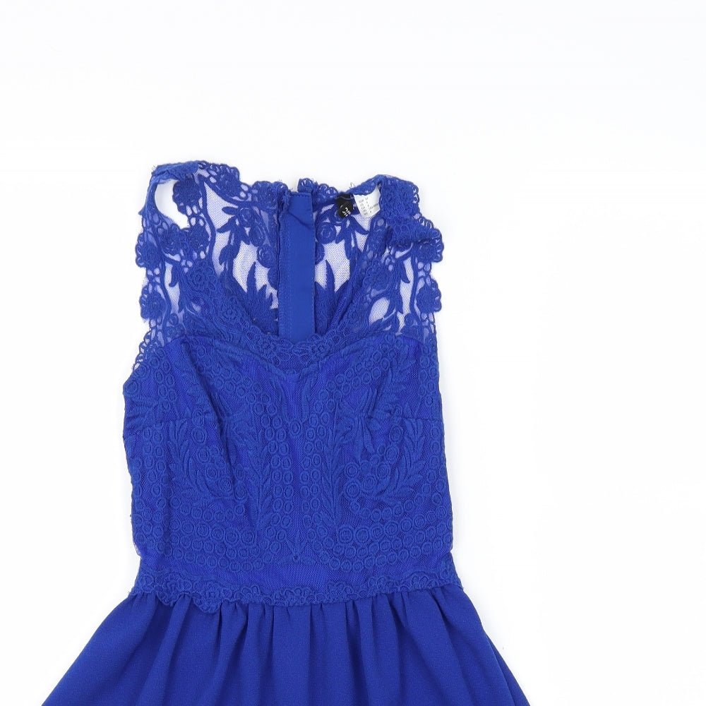 Divided Womens Blue Floral  Fit & Flare  Size 6
