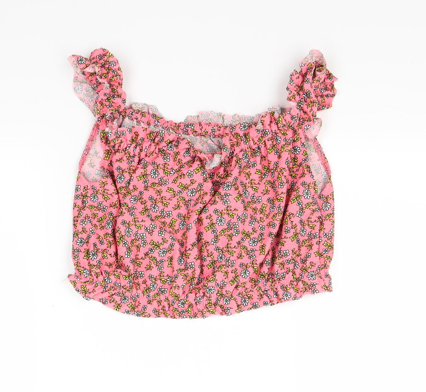 Topshop Womens Red Floral  Cropped T-Shirt Size 10