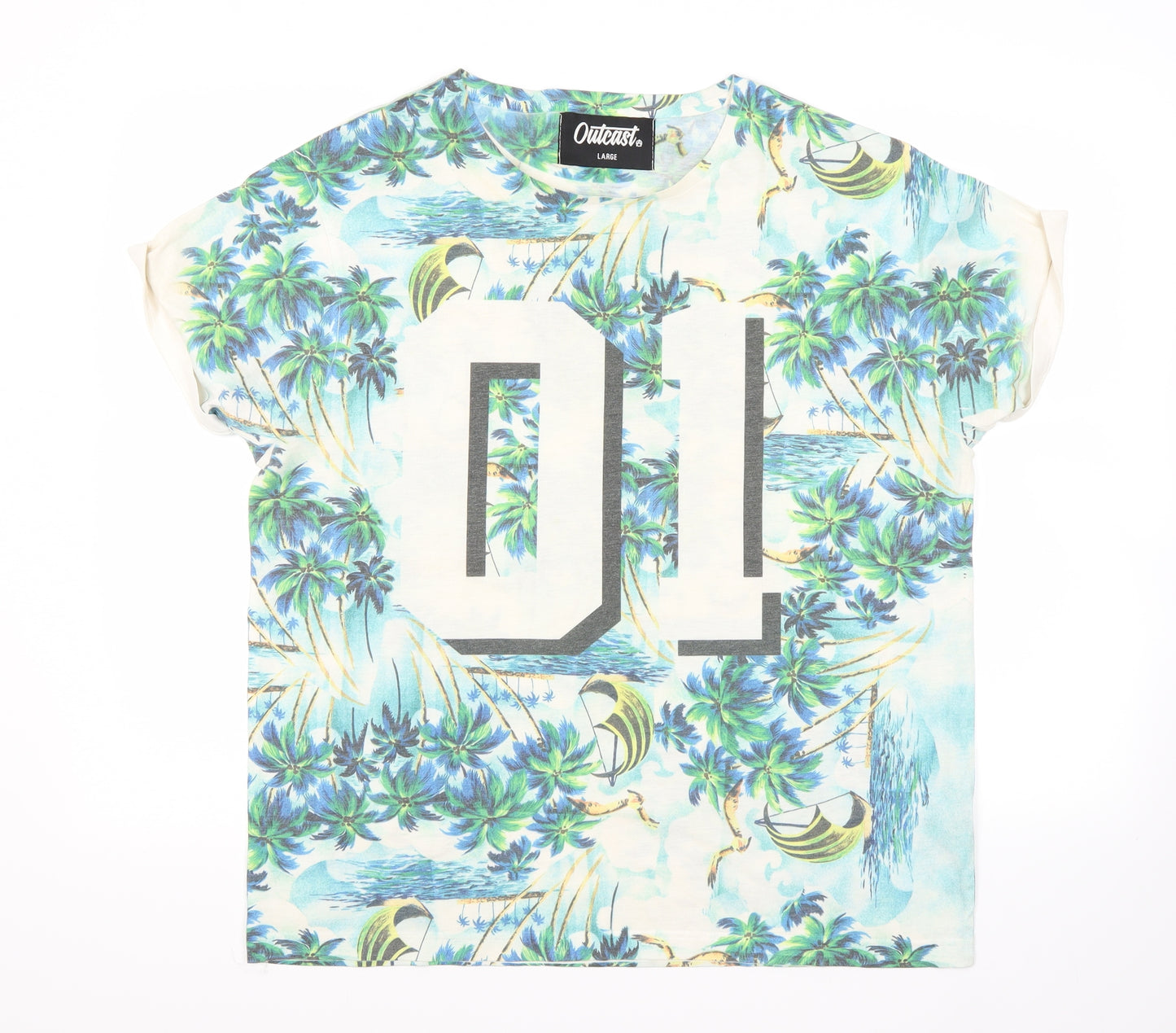 Outcast Mens Multicoloured Floral   T-Shirt Size L