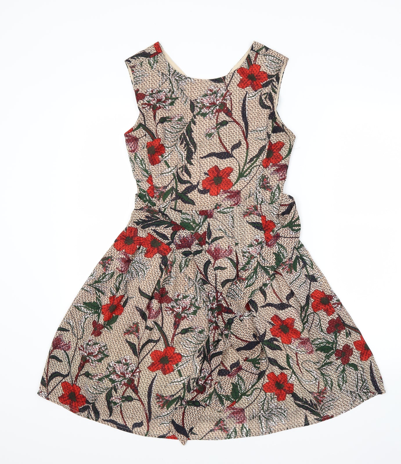 Yumi Womens Brown Floral  Fit & Flare  Size 6