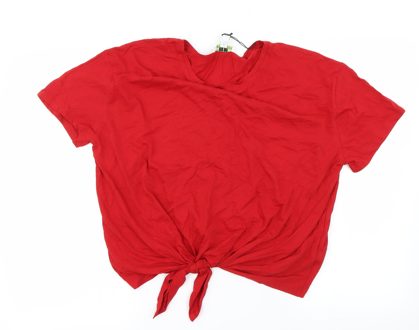 Organic Cotton  Womens Red   Cropped T-Shirt Size 14