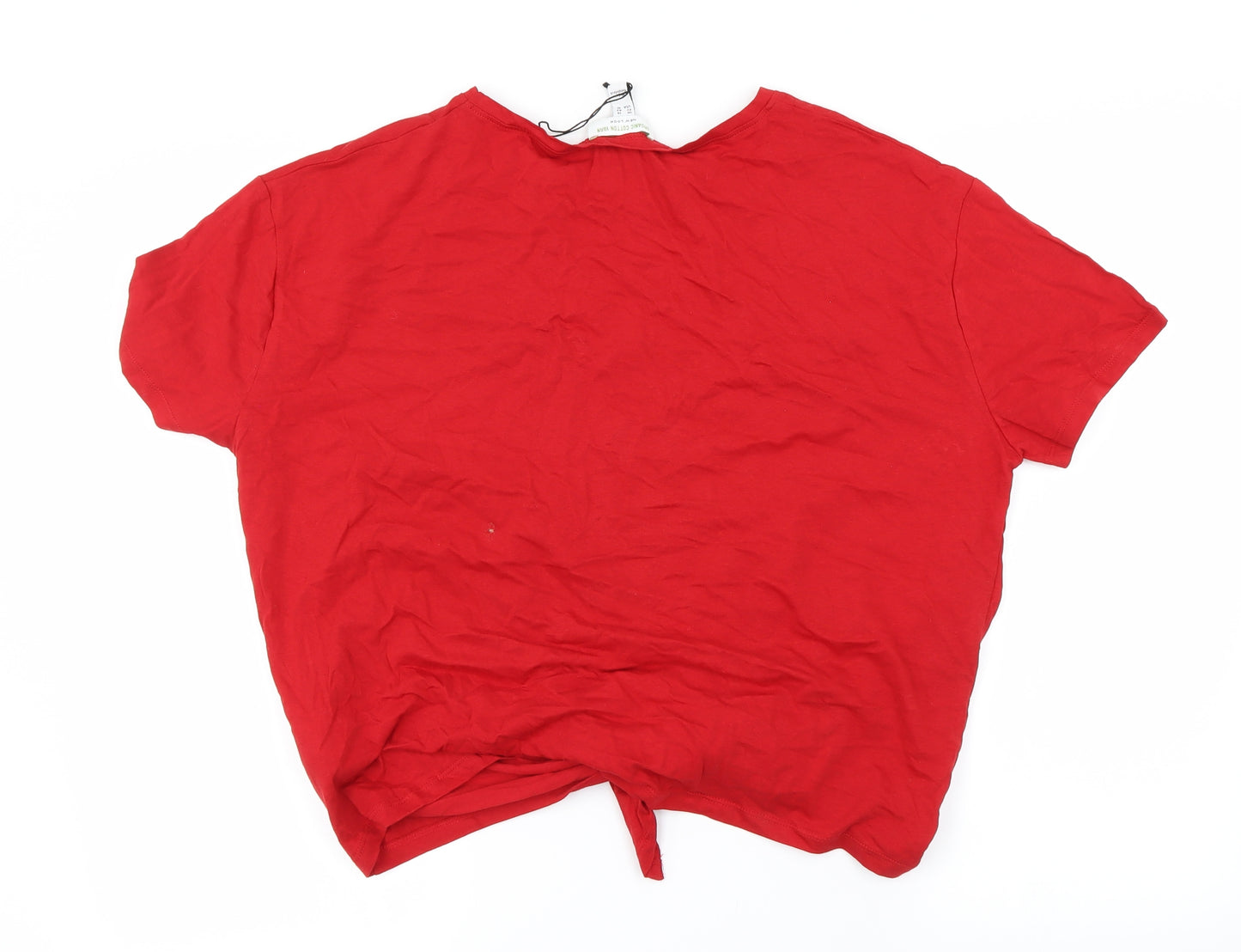 Organic Cotton  Womens Red   Cropped T-Shirt Size 14