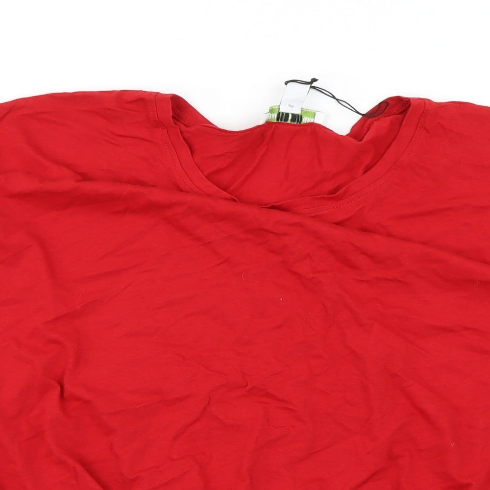 Organic Cotton  Womens Red   Cropped T-Shirt Size 14