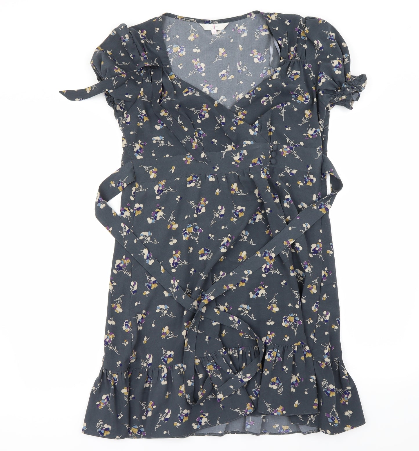 Jasper Conran Womens Grey Floral  A-Line  Size 14