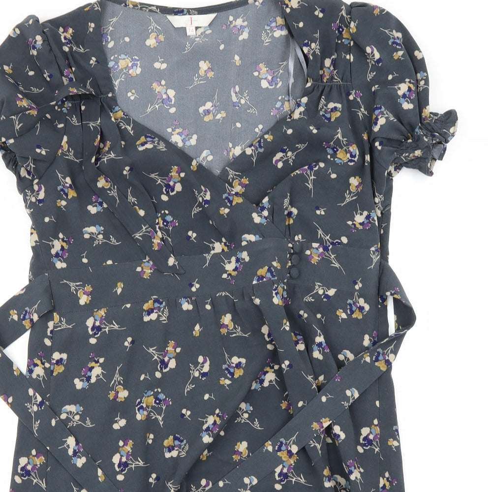 Jasper Conran Womens Grey Floral  A-Line  Size 14