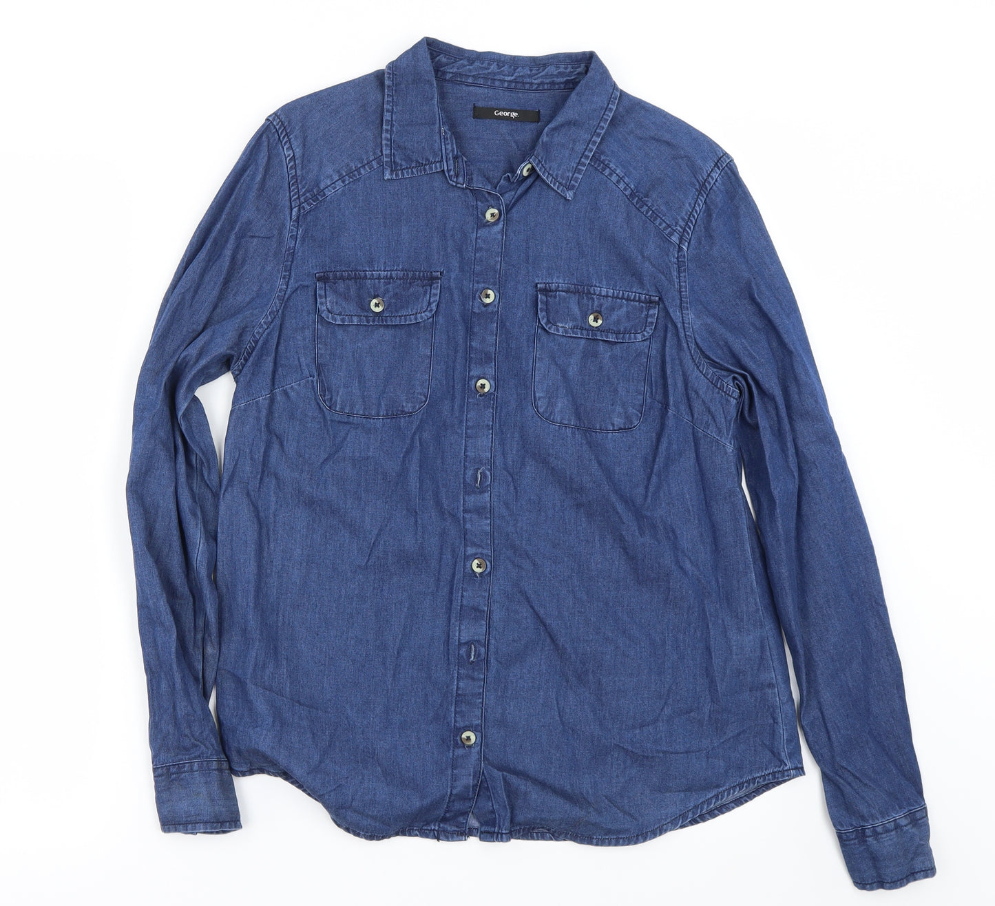 George Womens Blue   Basic Button-Up Size 10