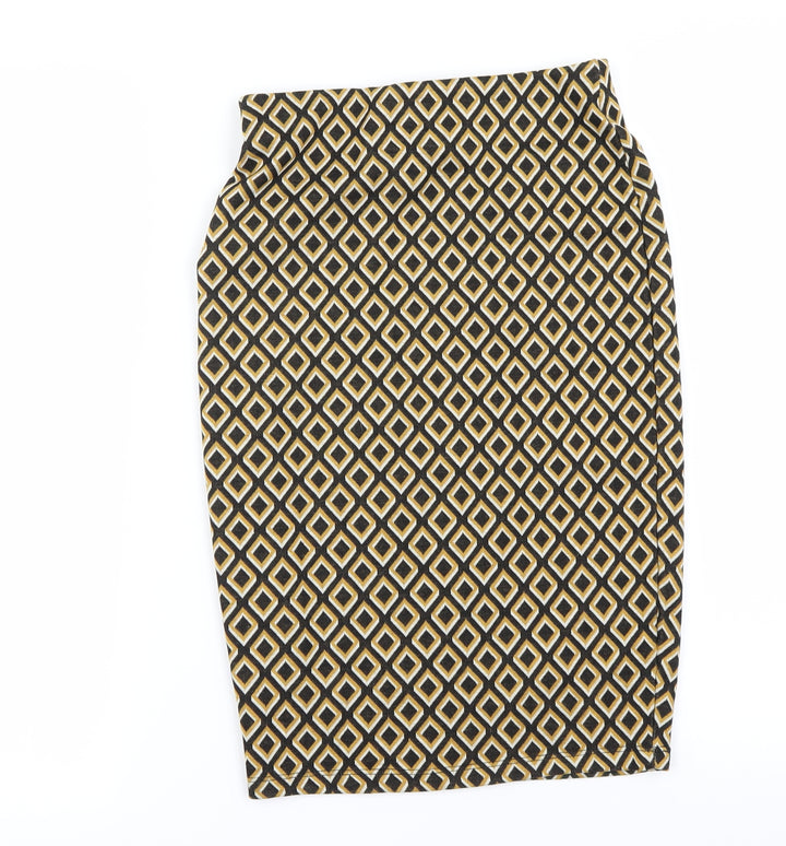 Primark Womens Yellow Check A-Line Skirt Size 8