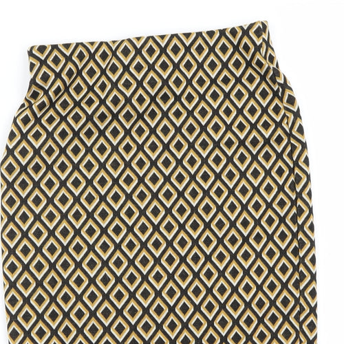 Primark Womens Yellow Check  A-Line Skirt Size 8
