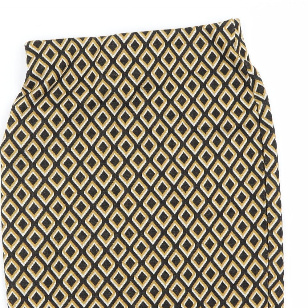 Primark Womens Yellow Check  A-Line Skirt Size 8