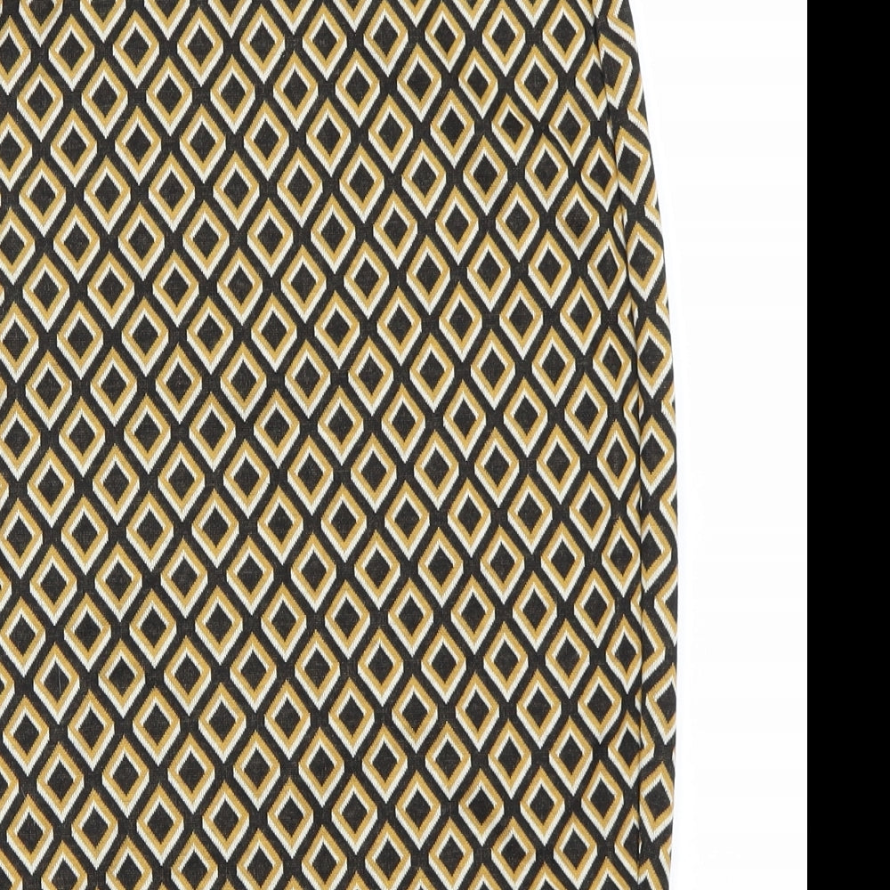 Primark Womens Yellow Check  A-Line Skirt Size 8