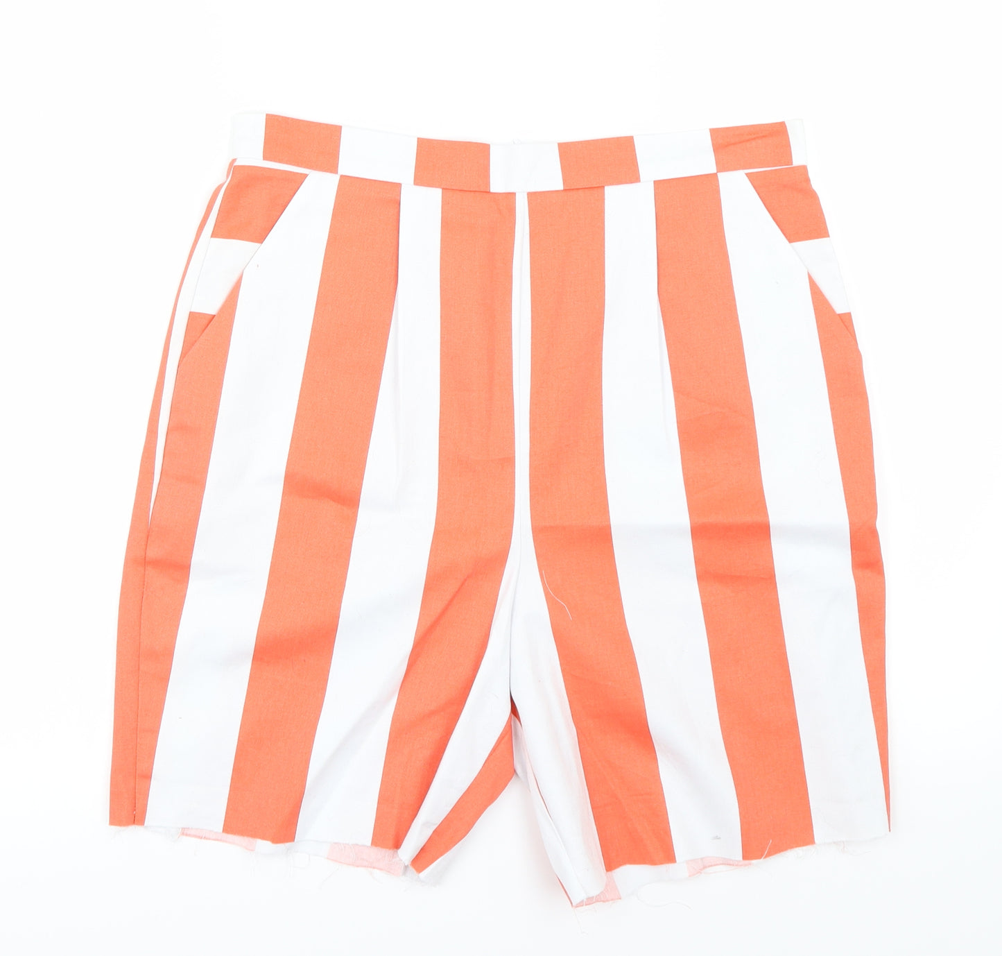 TU Womens Orange Striped  Cut-Off Shorts Size 12