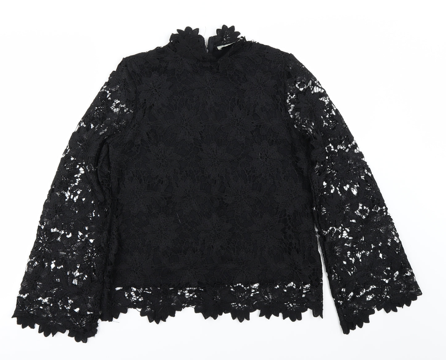 Papaya Womens Black Floral  Basic Blouse Size 8
