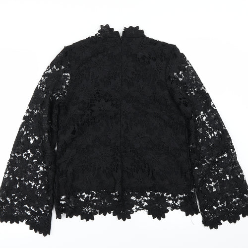 Papaya Womens Black Floral  Basic Blouse Size 8