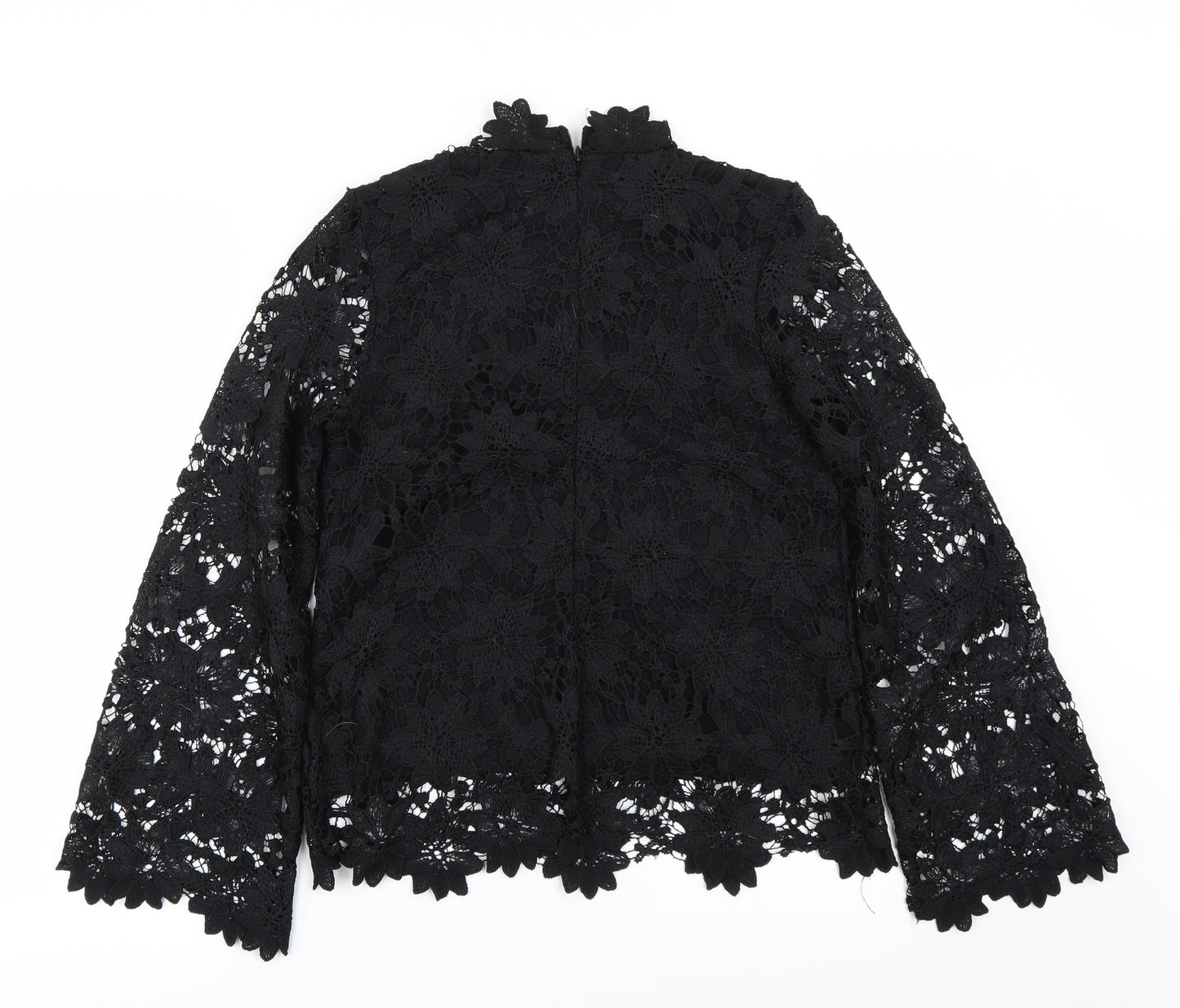 Papaya Womens Black Floral  Basic Blouse Size 8