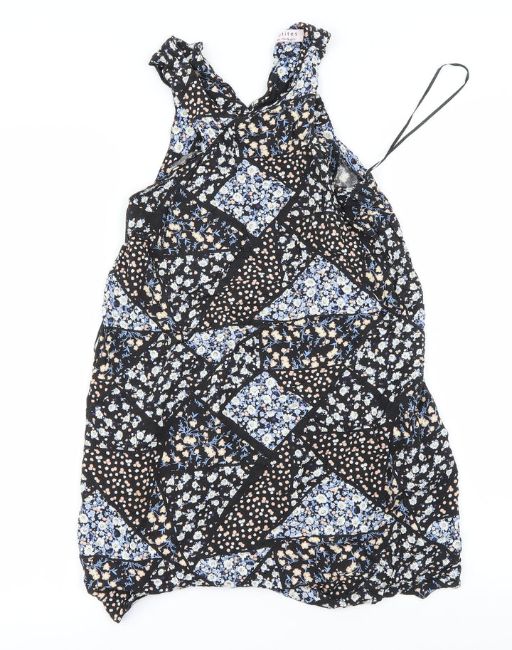 Miss Selfridge Womens Black Floral A-Line Size 8