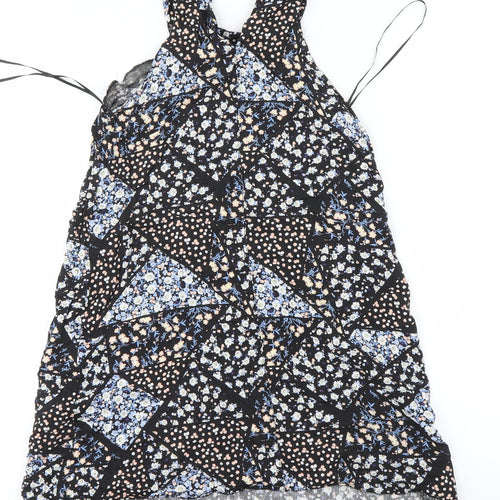Miss Selfridge Womens Black Floral  A-Line  Size 8