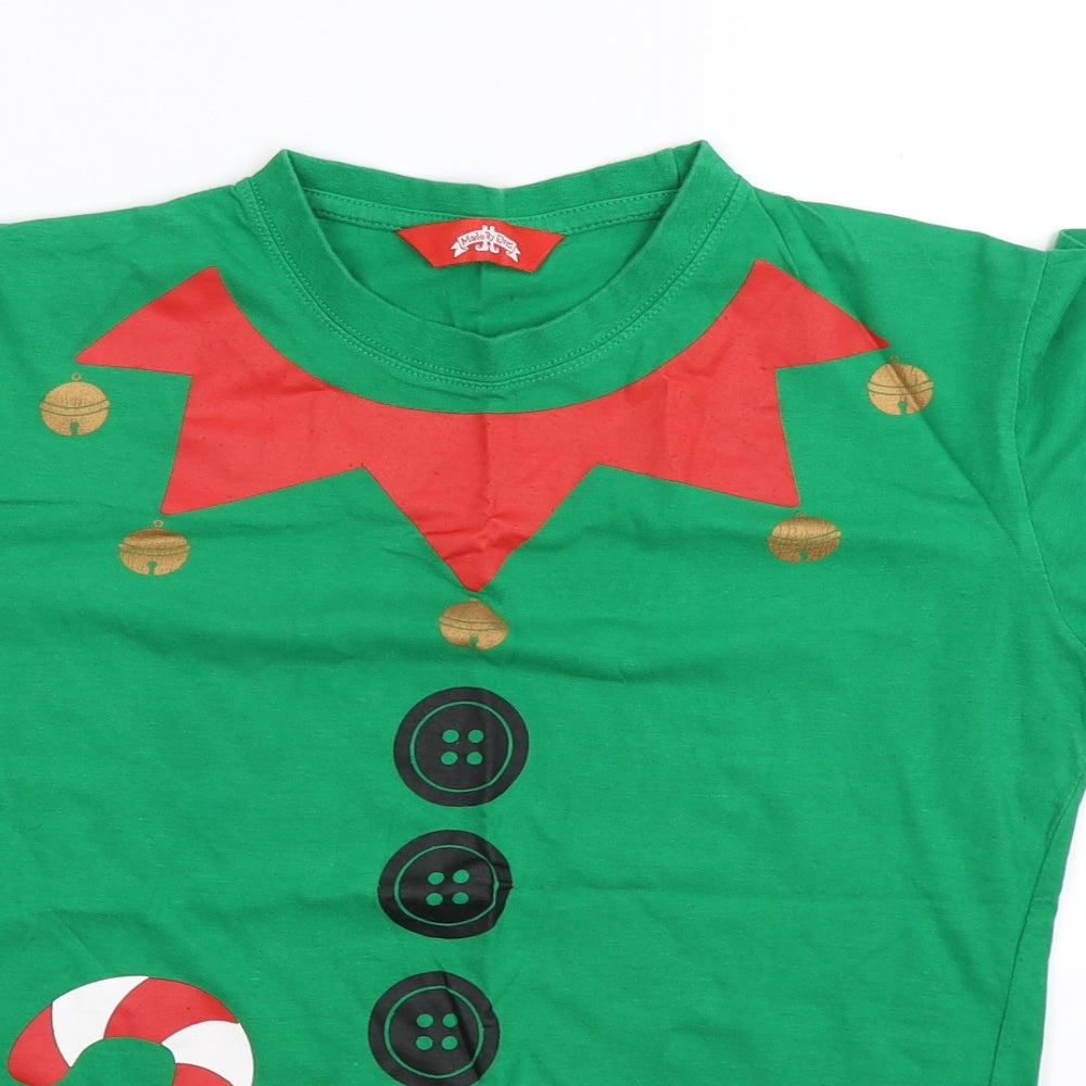 Made By Elves Womens Green   Basic T-Shirt Size L  - Christmas