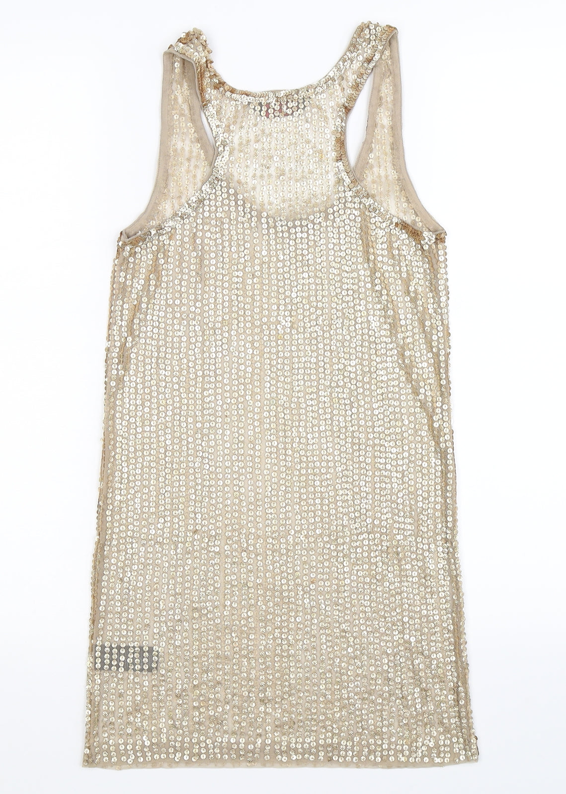 Miss Selfridge Womens Gold Striped  Basic Tank Size 4